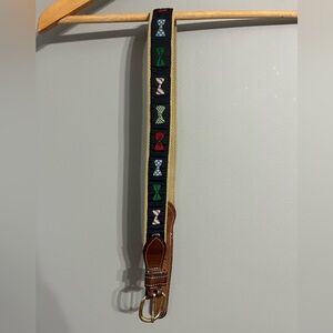 Bow Tie Patterned Belt with Leather Accents Size 28
